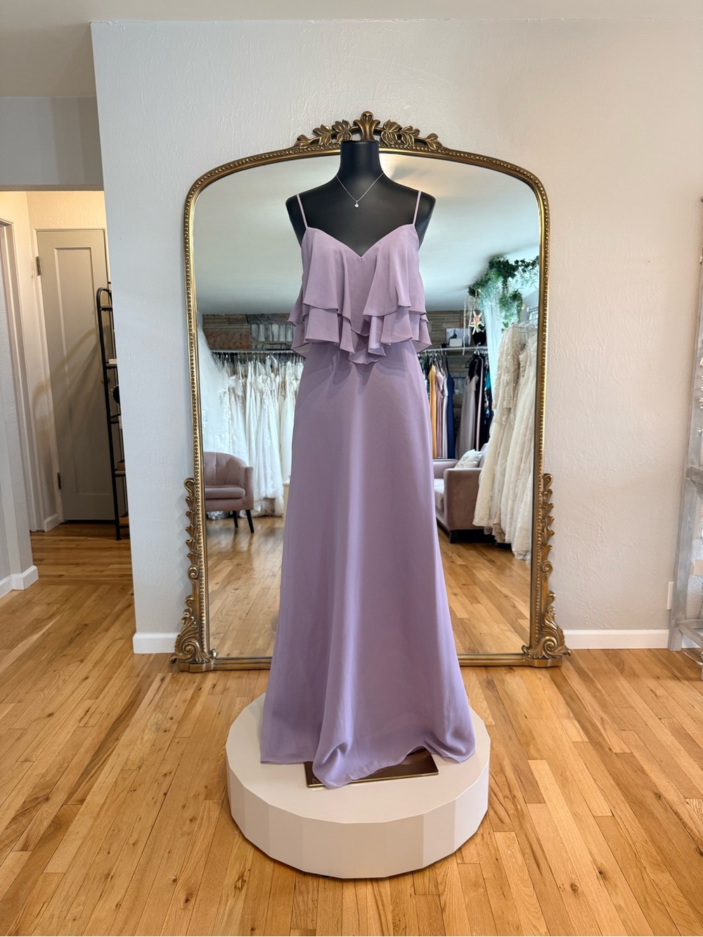 SORELLA VITA Lavender Ruffle Spaghetti Strap Maxi Dress